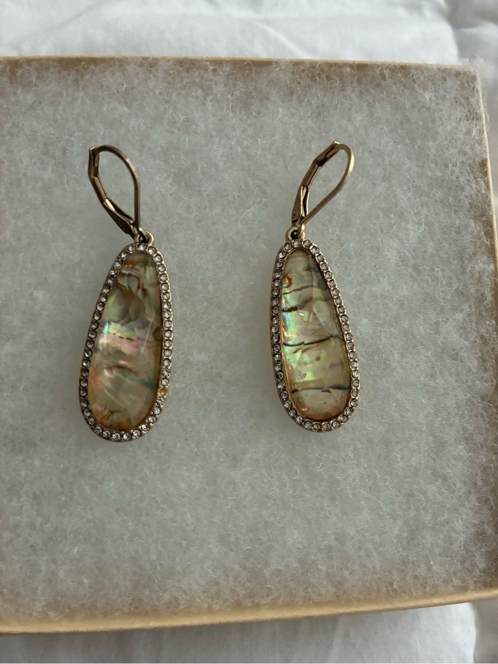 lonna & lilly Gold Abalone Teardrop Earrings with Crystal Border